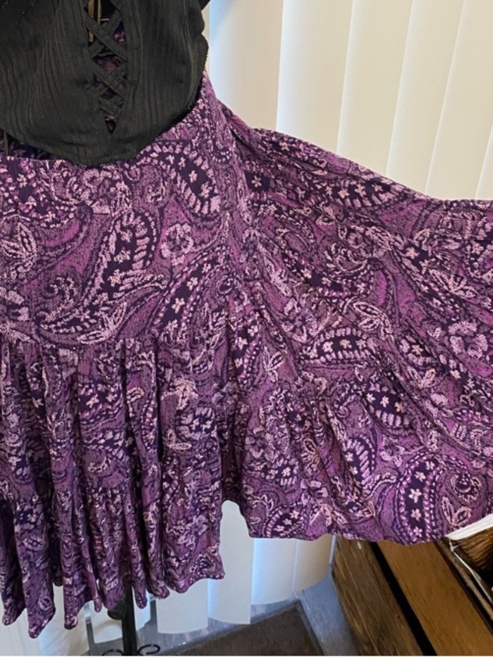 Women's Purple Paisley Tiered dancing Skirt by Two Stepping Designs - Picture 6 of 7
